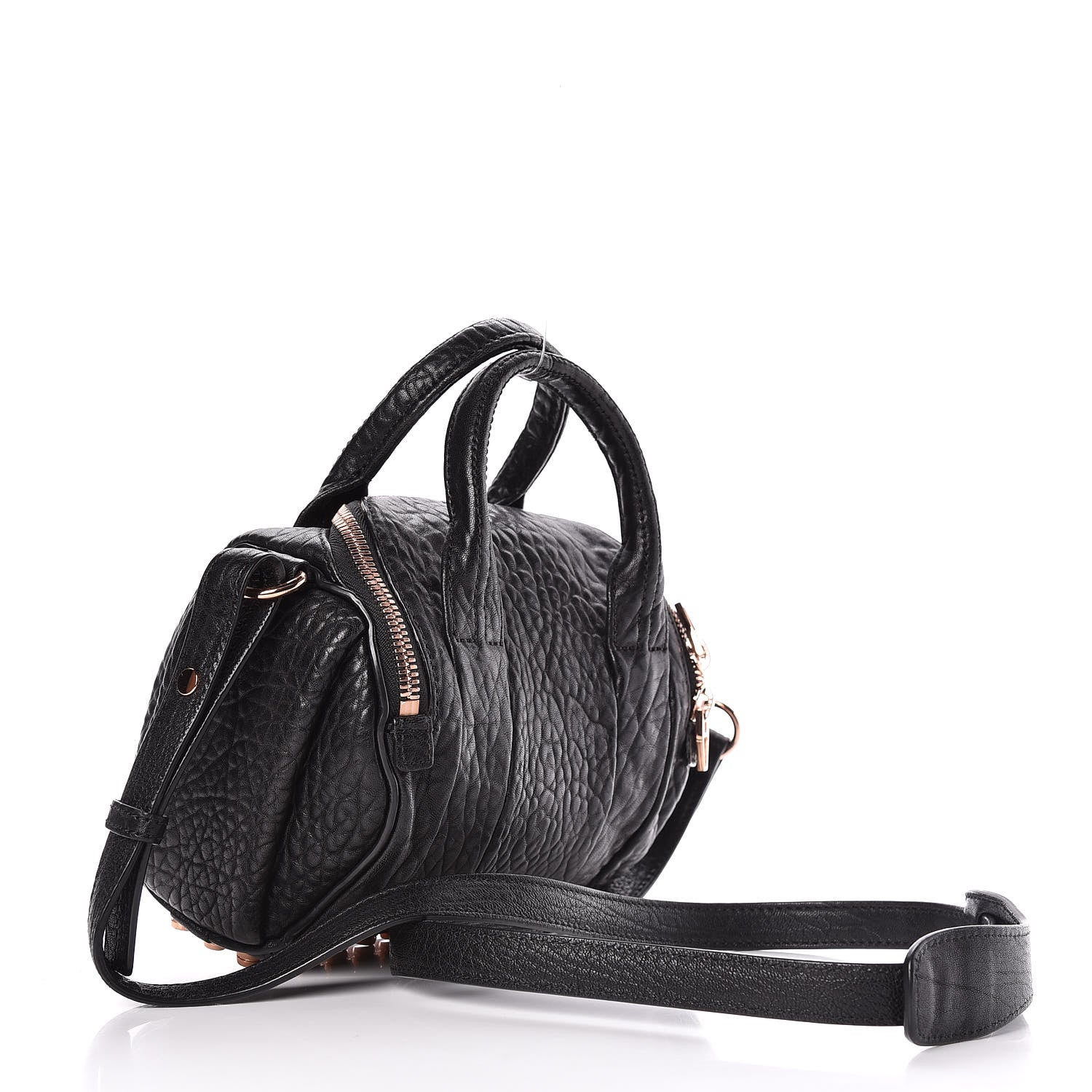 Alexander Wang Pebbled Lambskin Mini Rockie Black Rose Gold Hardware 3 of 11