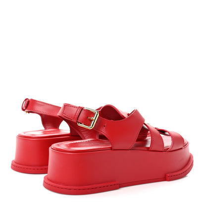 Louis Vuitton Calfskin Maya Flatform Sandals 37 Cerise 4 of 8