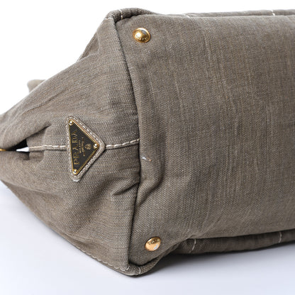Prada Denim Logo Tote Militare 7 of 8