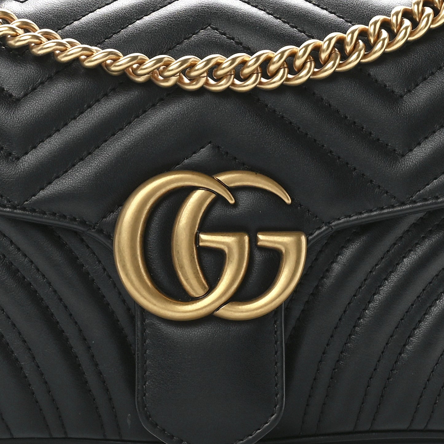 Calfskin Matelasse Small GG Marmont Shoulder Bag Black