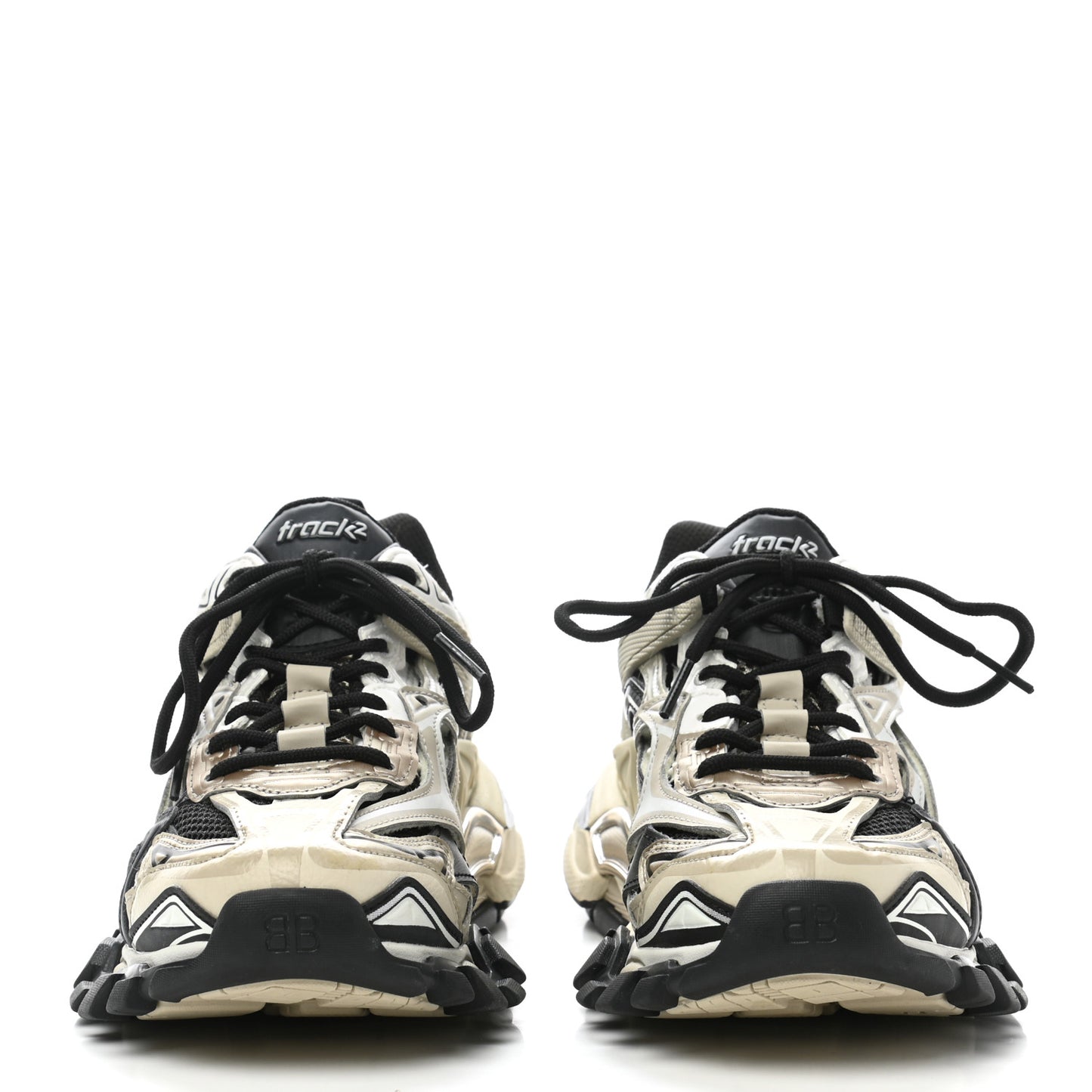 Rubber Mesh Bi-Color Womens Track.2 Open Sneakers 39 Beige Black