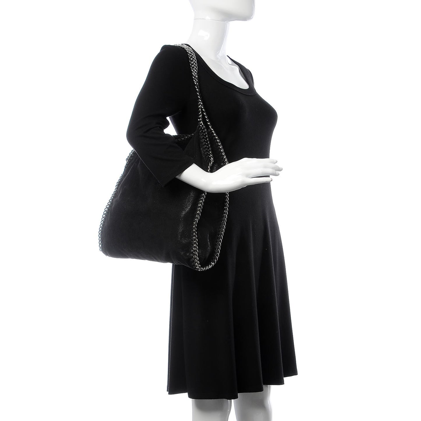 Shaggy Deer Small Falabella Fold Over Tote Black