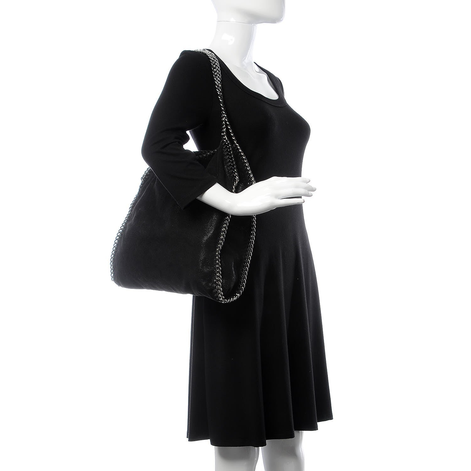 Stella McCartney Shaggy Deer Small Falabella Fold Over Tote Black 2 of 8