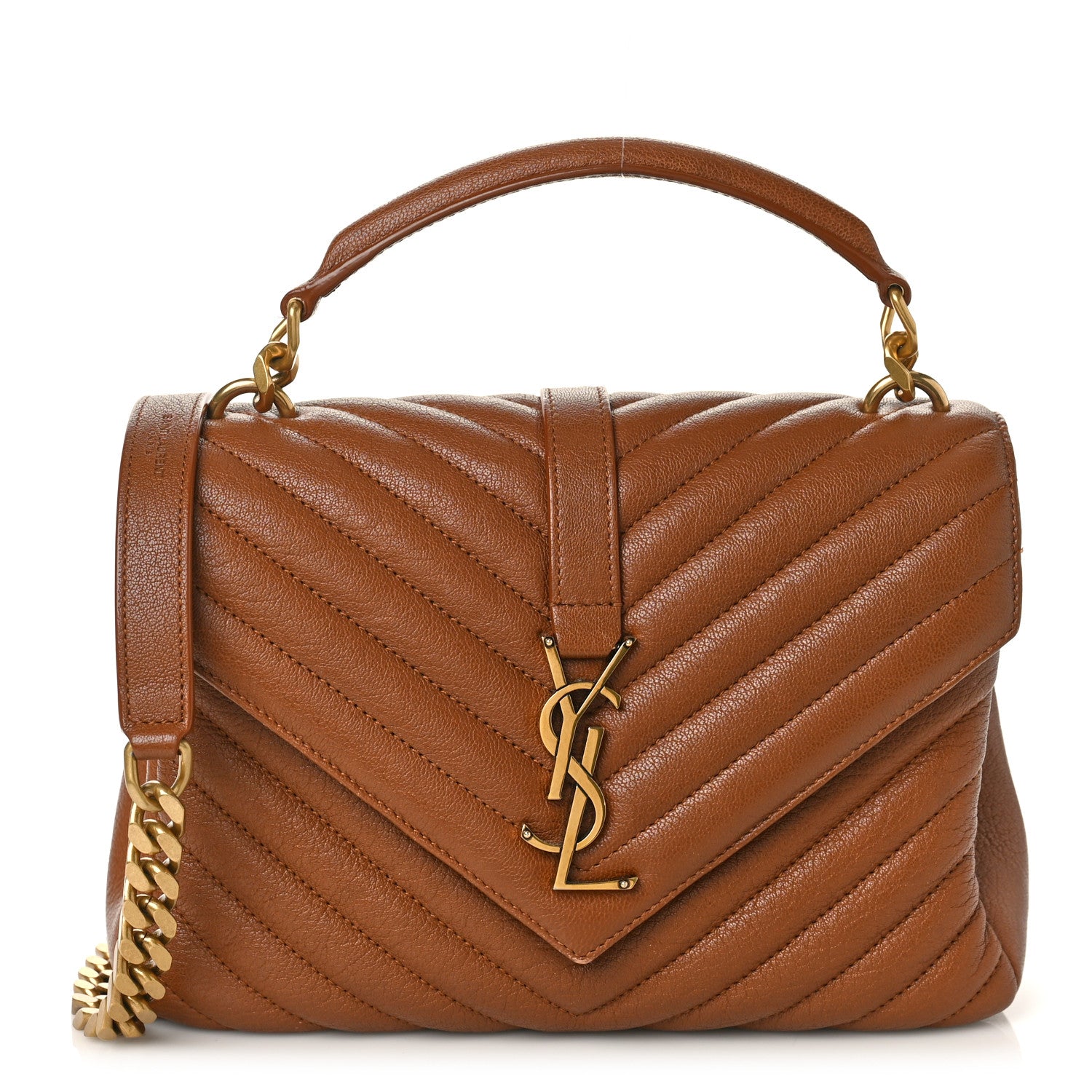 Saint Laurent Calfskin Matelasse Chevron Monogram Medium College Bag Brick 1 of 9