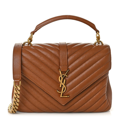 Saint Laurent Calfskin Matelasse Chevron Monogram Medium College Bag Brick 1 of 9