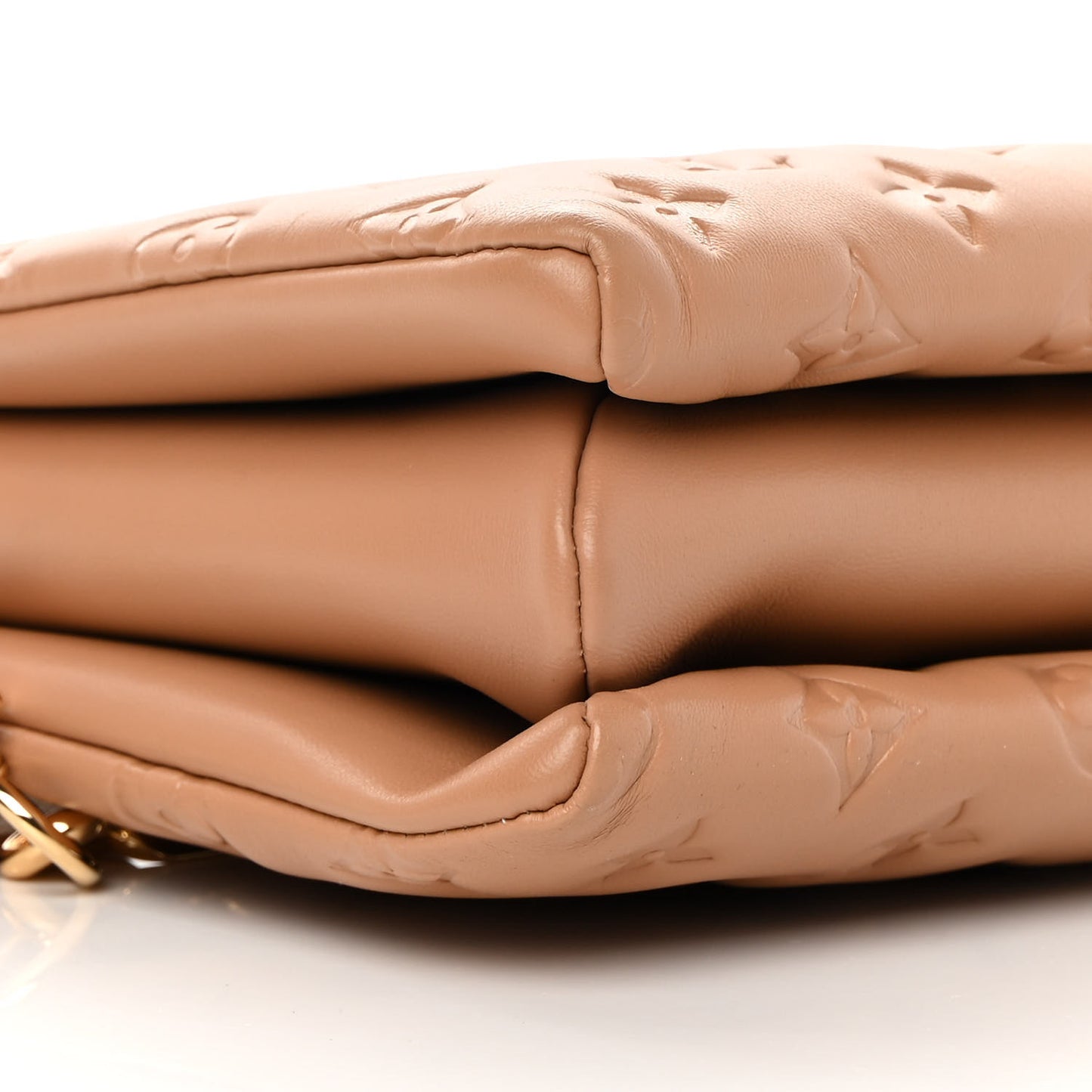 Lambskin Embossed Monogram Coussin PM Camel