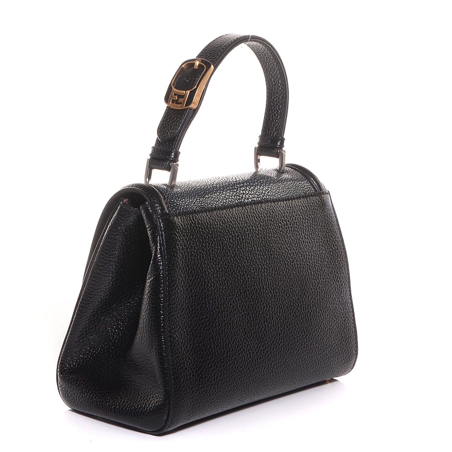 Fendi Glossy Buffalo Stingray Silvana Bag Black 6 of 12