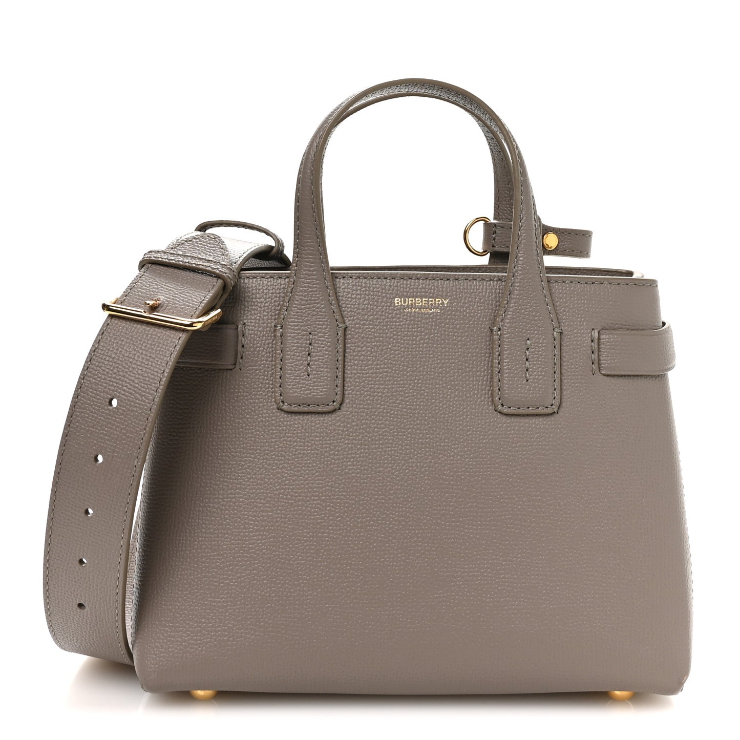 Grainy Calfskin House Check Small Banner Tote Taupe Brown