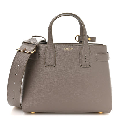 Burberry Grainy Calfskin House Check Small Banner Tote Taupe Brown 1 of 11