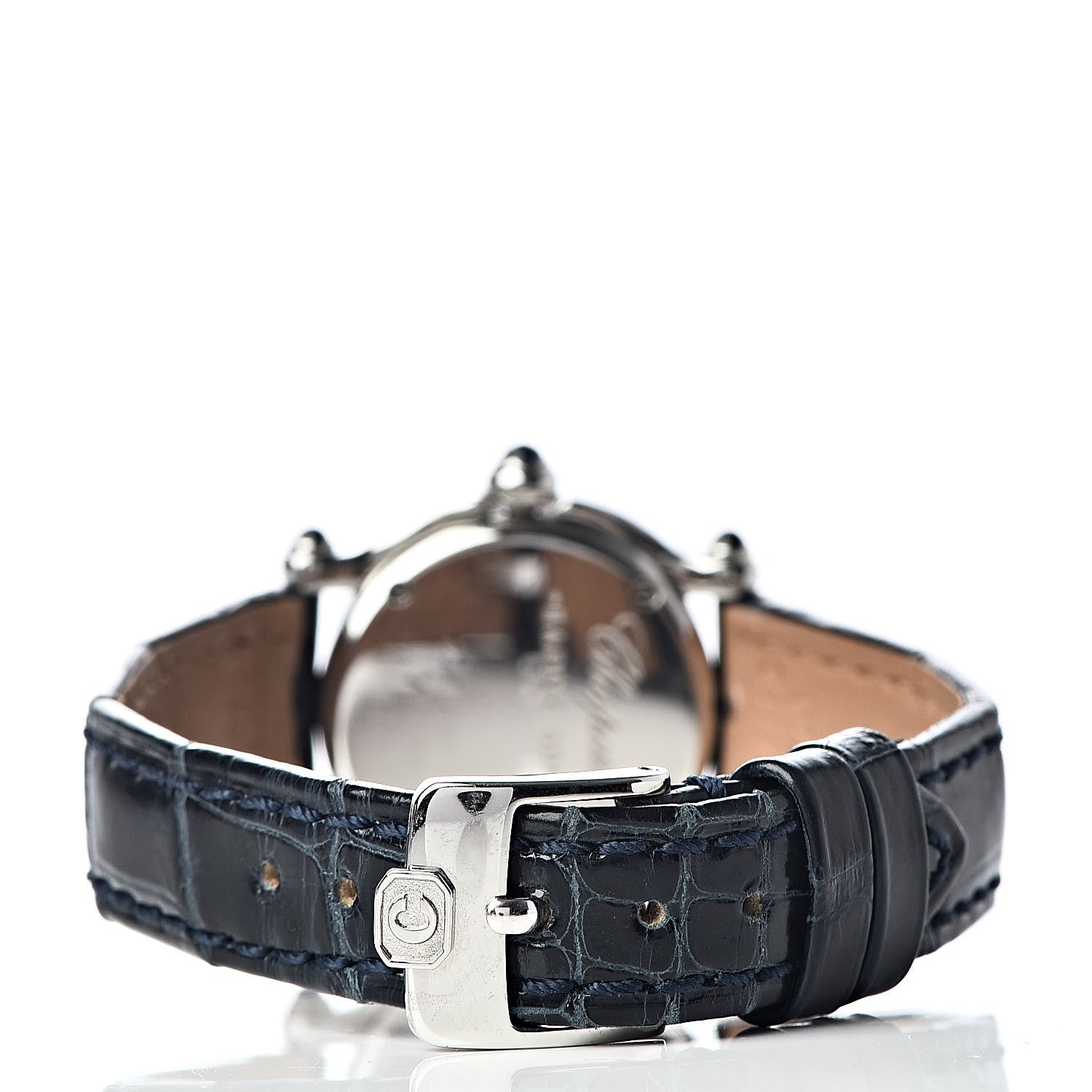 Chopard Stainless Steel Alligator Diamond 26mm Happy Sport Moon Star Quartz Watch Black 4 of 8