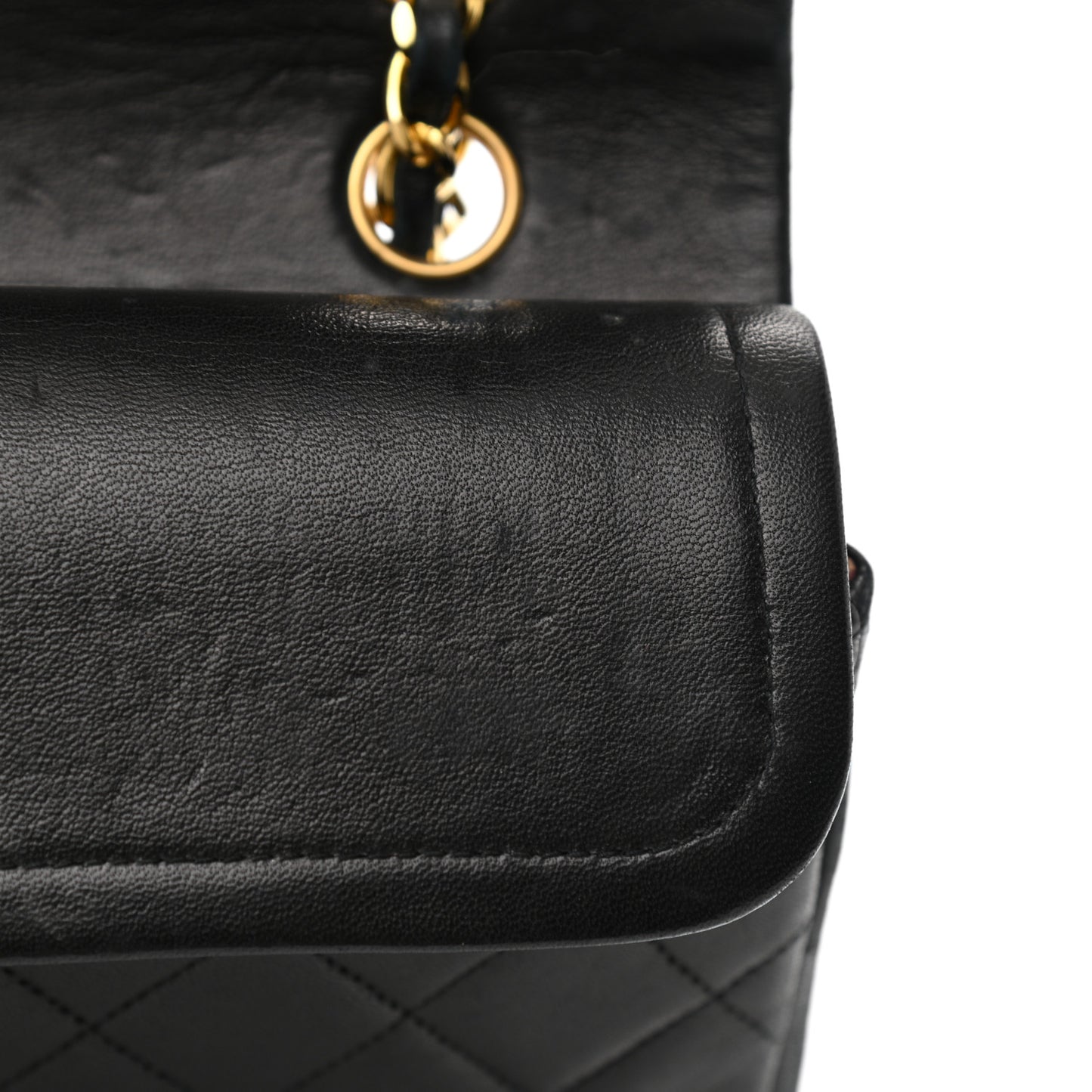 Lambskin Quilted Medium Double Flap Black