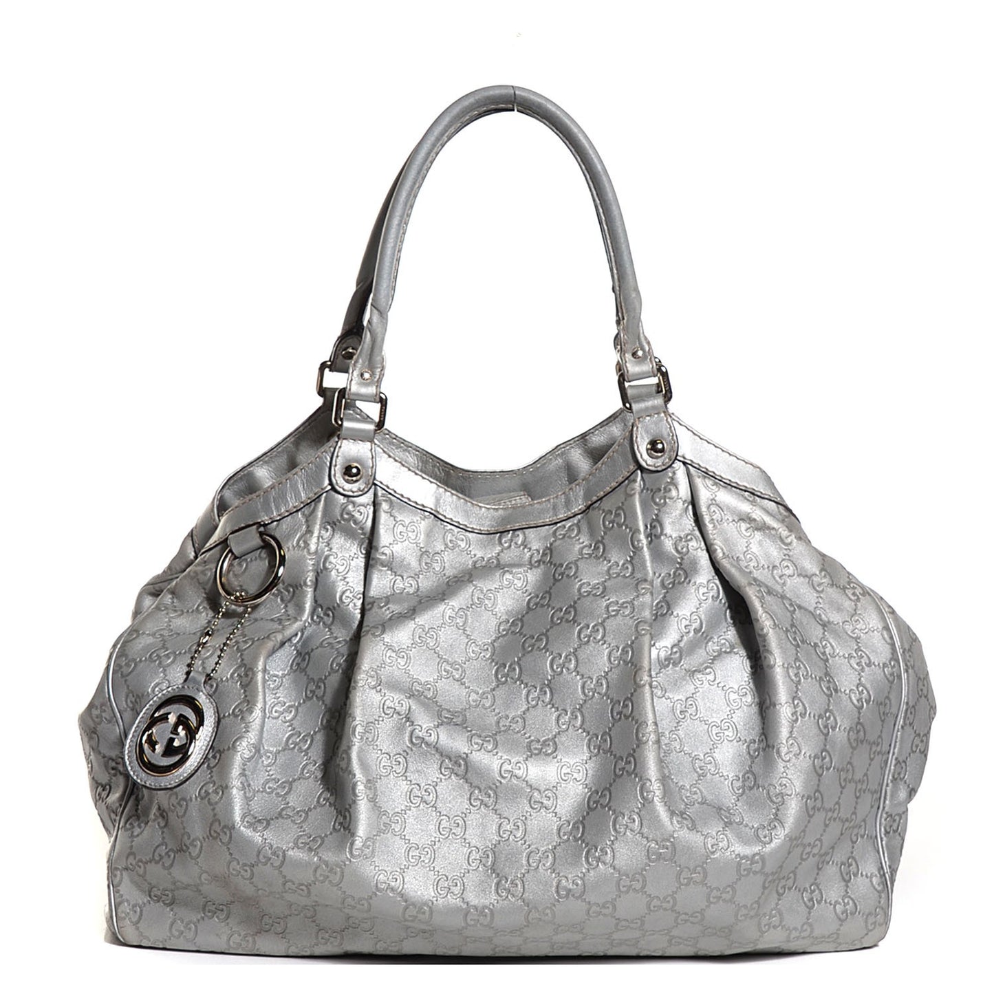 Guccissima Large Sukey Tote Silver