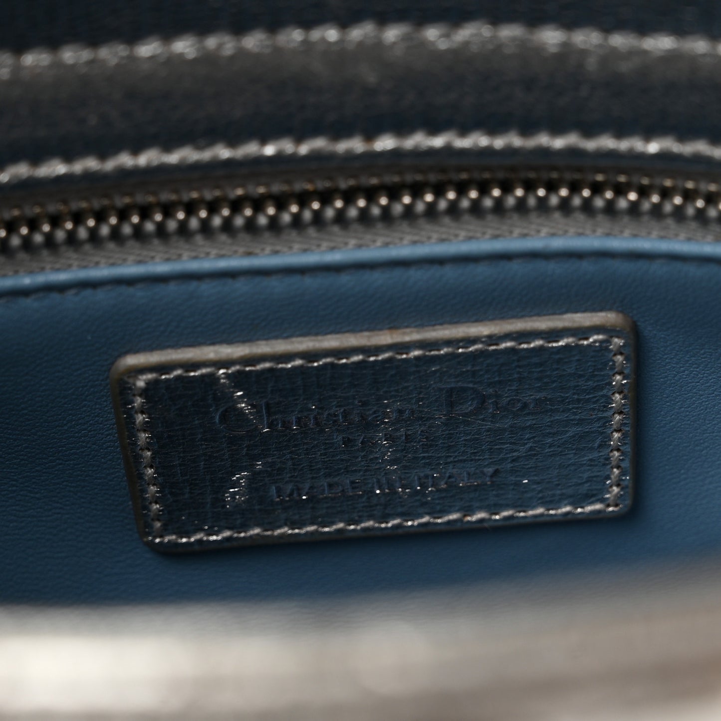 Metallic Grained Calfskin Cannage Small Lucky Badges My Lady Dior Silver