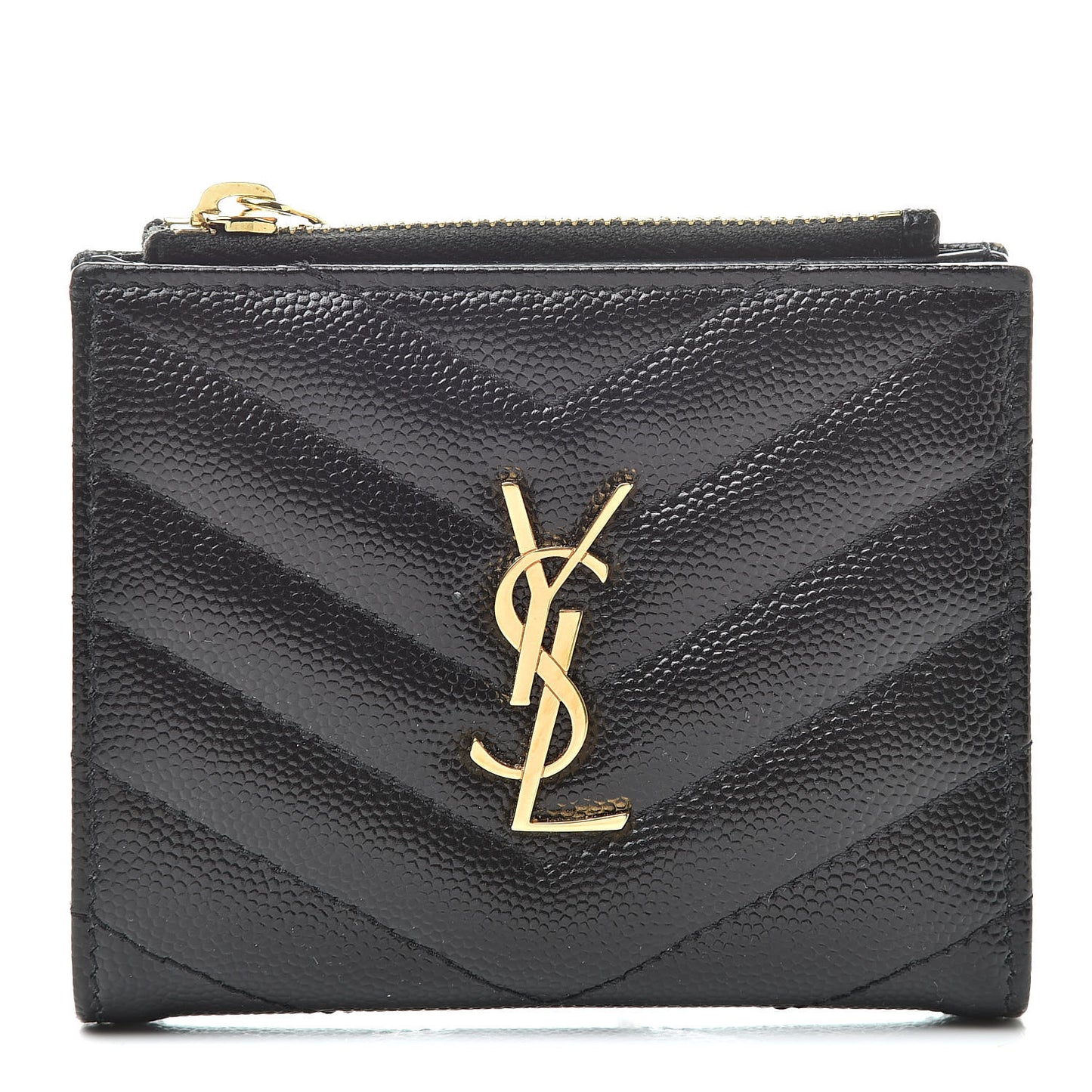 Grain De Poudre Matelasse Chevron Monogram Zipped Card Case Black
