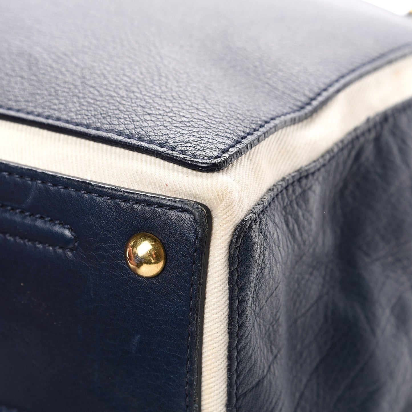 Calfskin Canvas Large Muse Two Navy