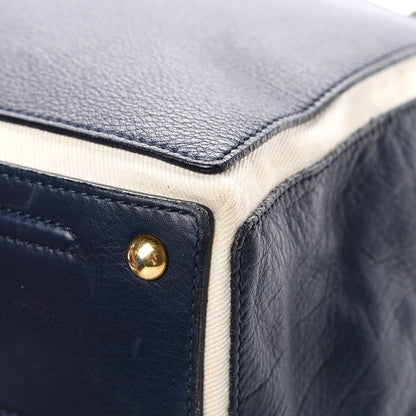 Saint Laurent Calfskin Canvas Large Muse Two Navy 18 of 22