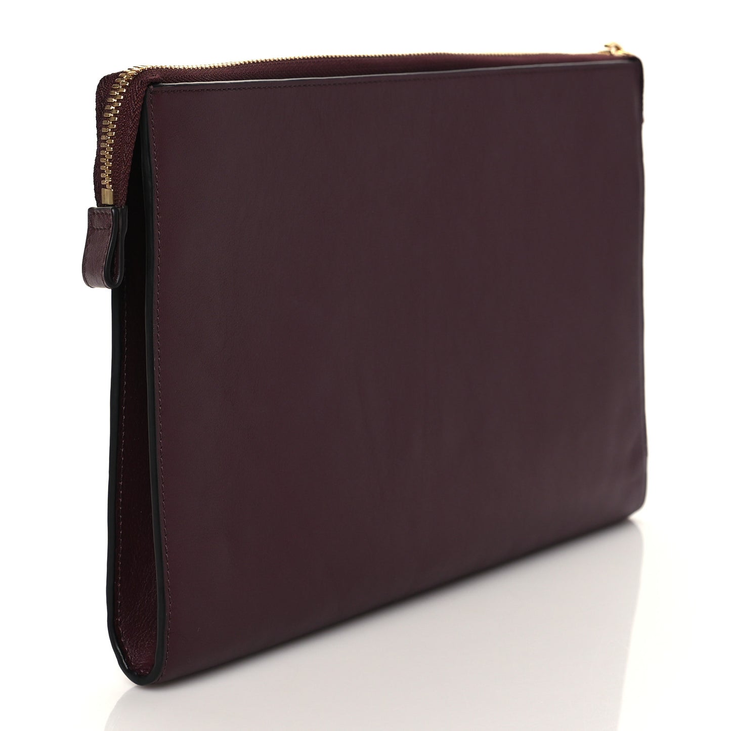 Calfskin Alphabet Flat Pouch Clutch Purple