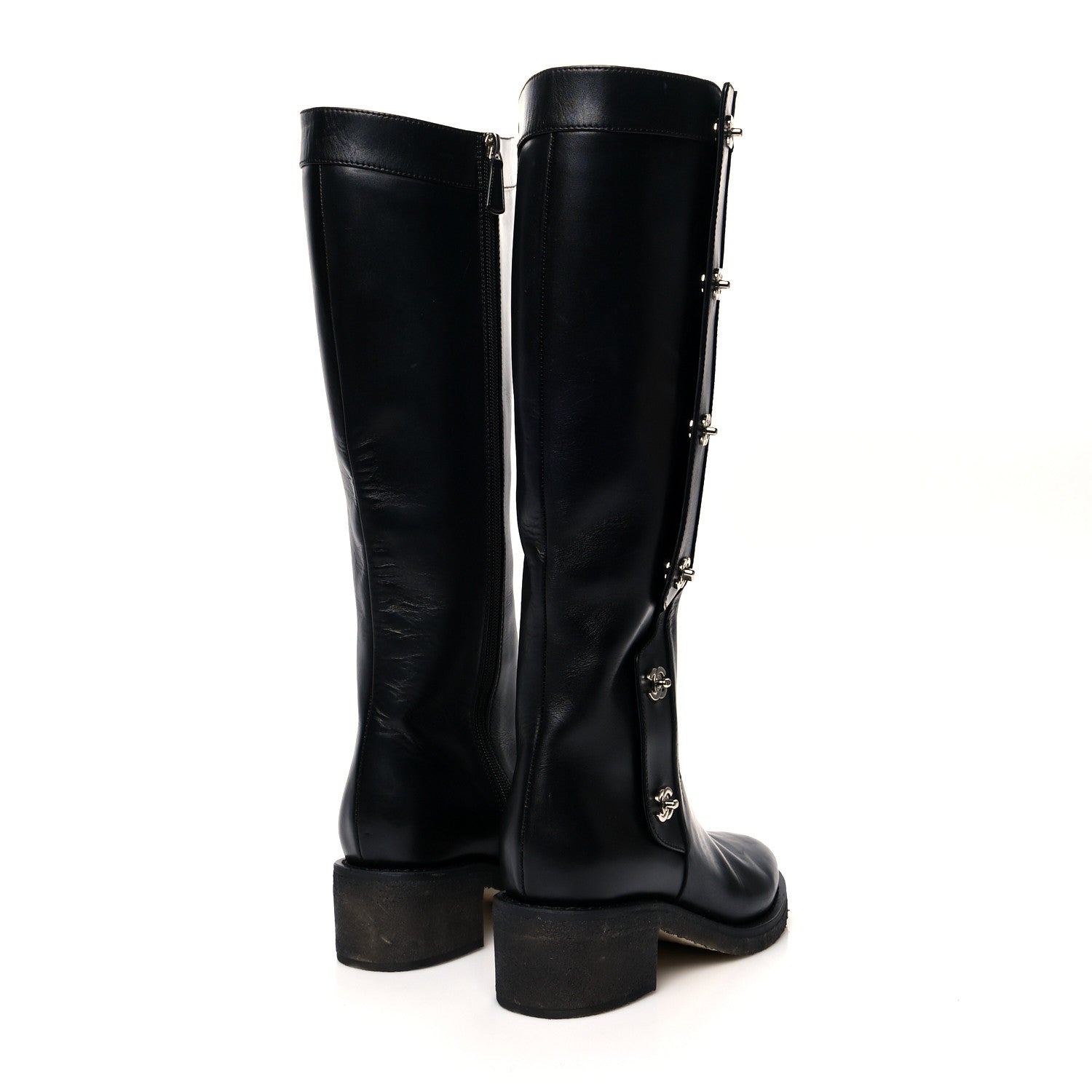 Chanel Calfskin CC Turnlock High Boots 39 Black 4 of 8