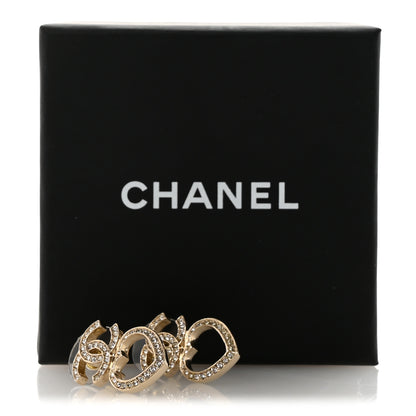 Chanel Crystal CC Heart Drop Earrings Gold 5 of 5
