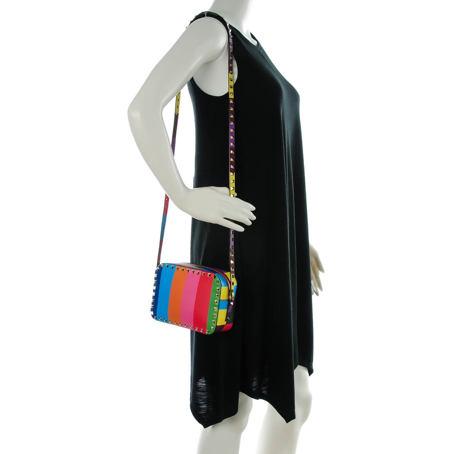 Vitello 1973 Rockstud Camera Crossbody Bag Multicolor