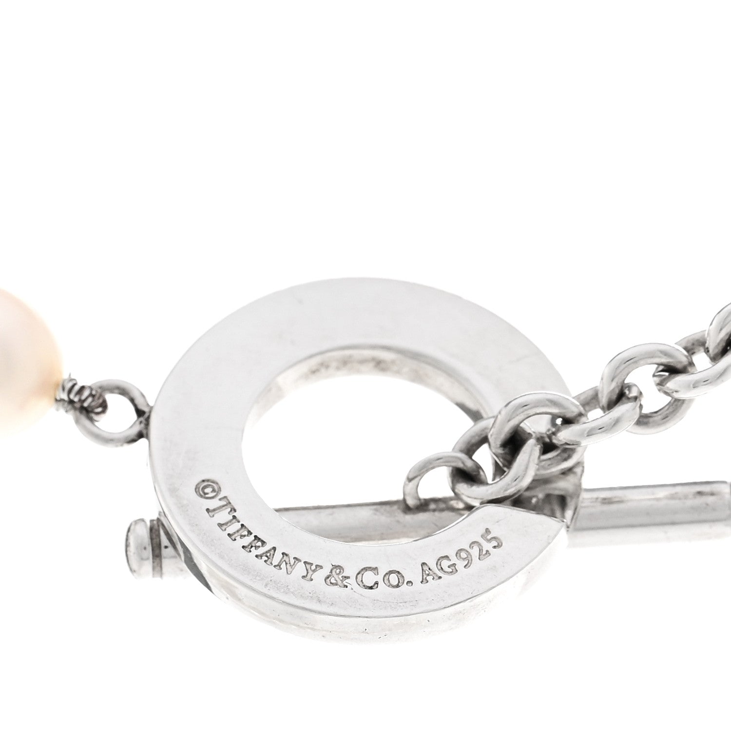 Tiffany Sterling Silver Pearl Strand Toggle Necklace 5 of 5