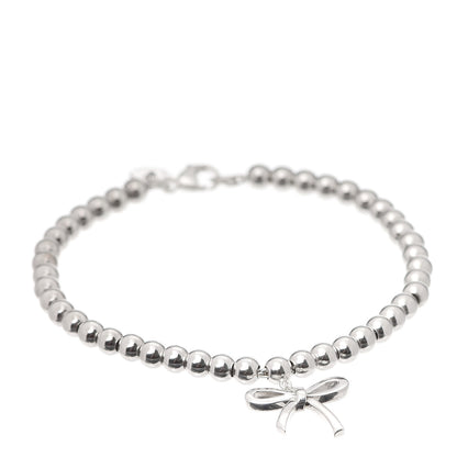 Tiffany Sterling Silver 4mm Bow Bead Bracelet 1 of 6