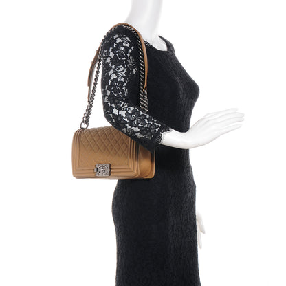 Chanel Metallic Calfskin Quilted Medium Boy Flap Dark Gold 2 of 9