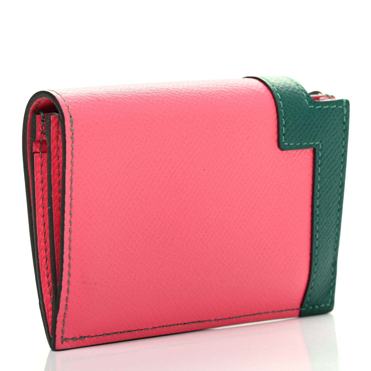 Hermes Epsom Camail Long Wallet Rose Azalee Malachite Lime 3 of 7