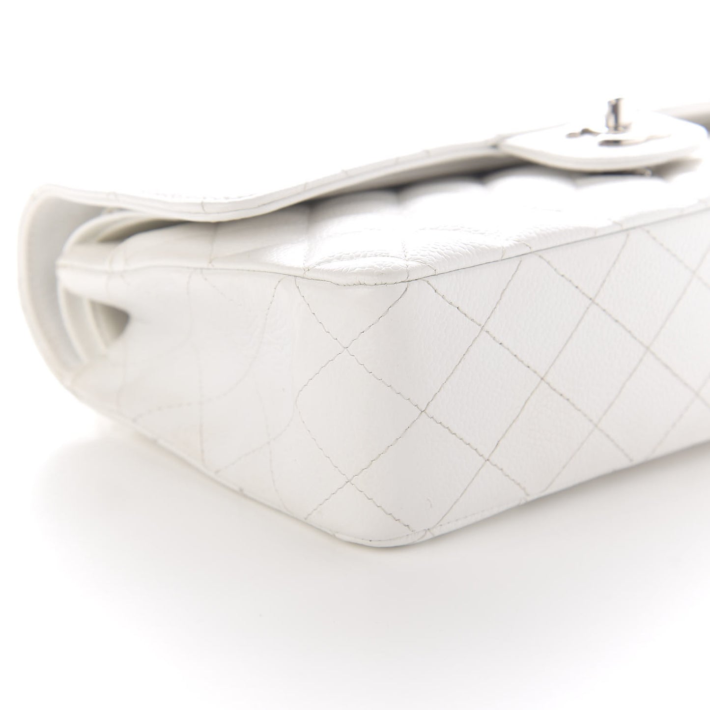 Caviar Quilted Medium Double Flap White