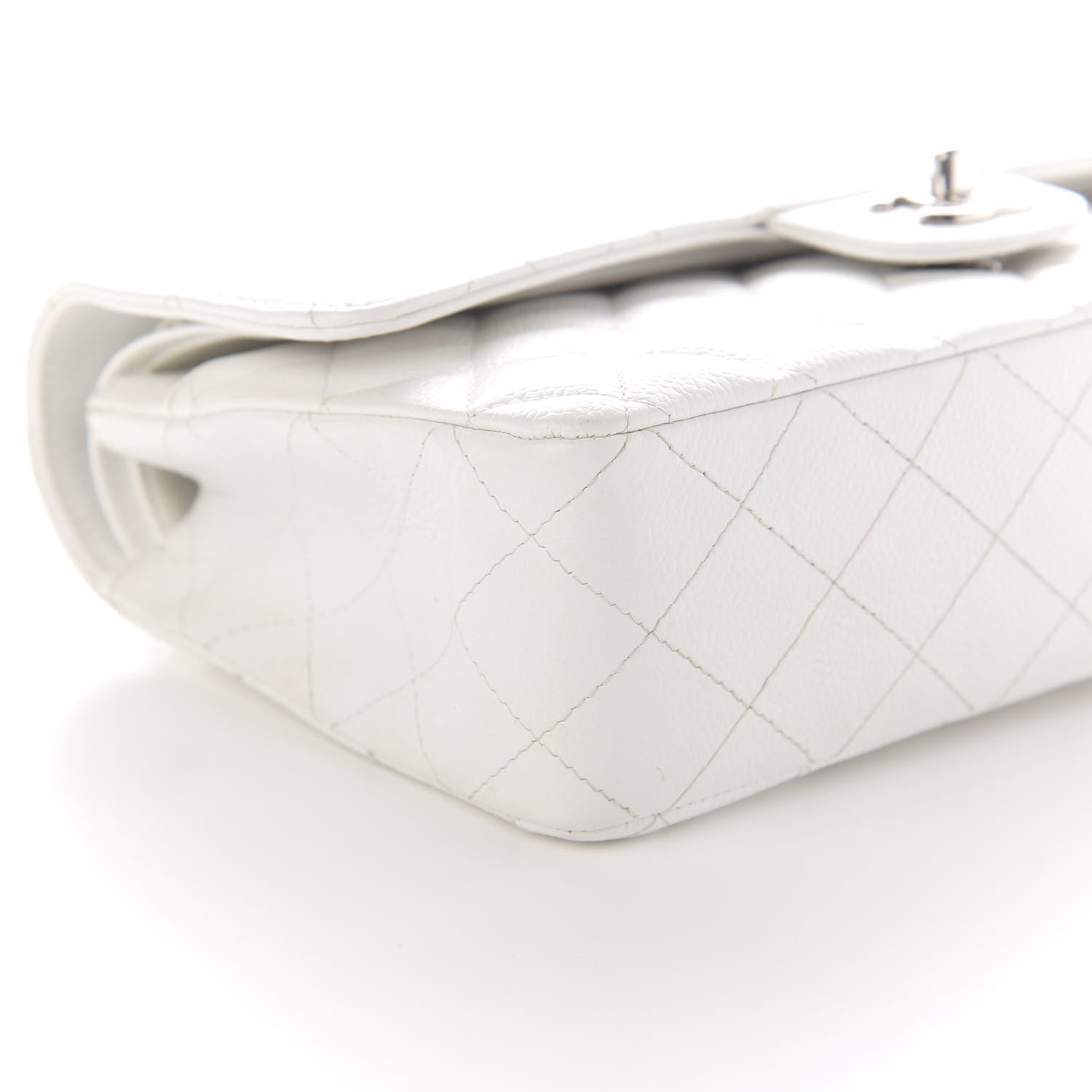 Chanel Caviar Quilted Medium Double Flap White 7 of 12
