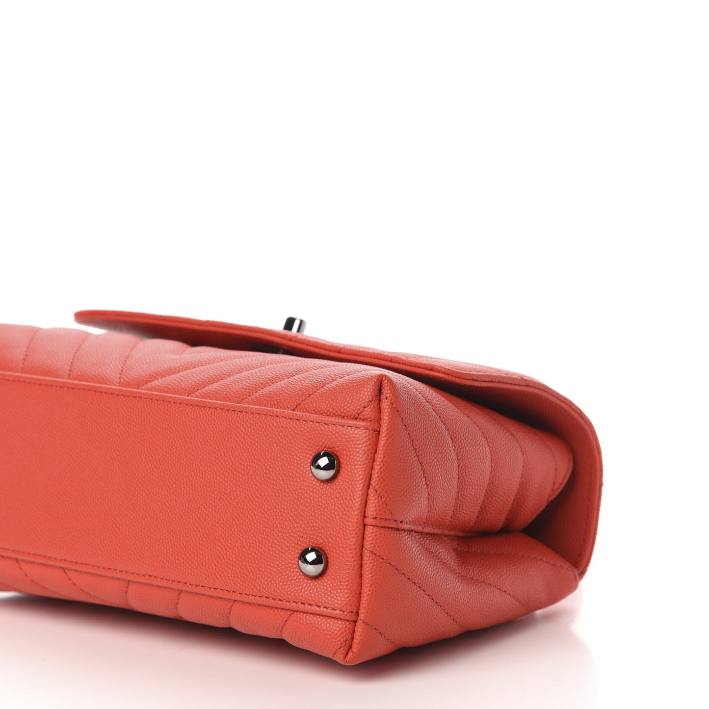 Caviar Chevron Quilted Mini Coco Handle Flap Red