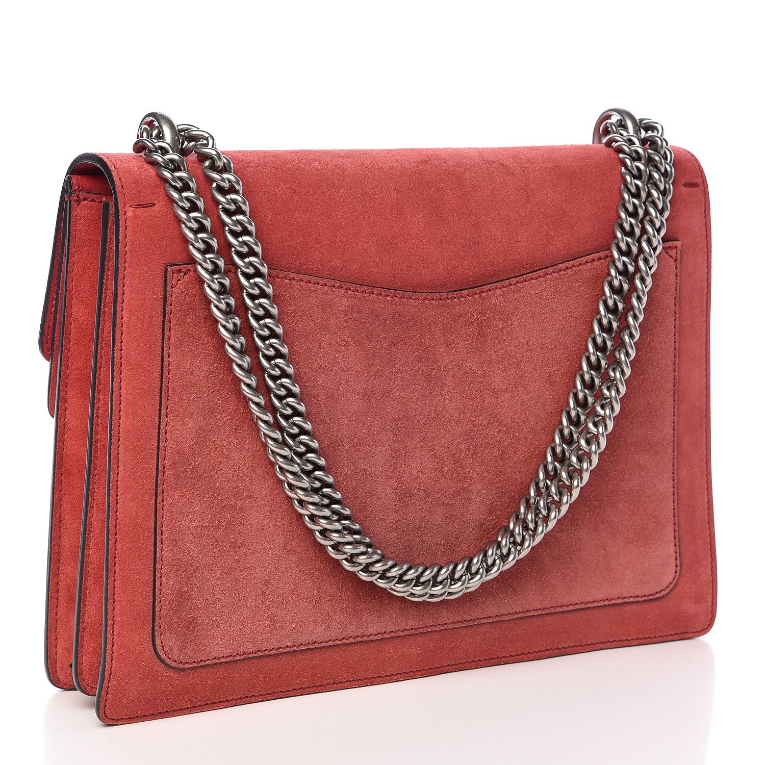 Gucci Suede Vitello Velvet Medium Dionysus Shoulder Bag Vulcanic Red 3 of 11