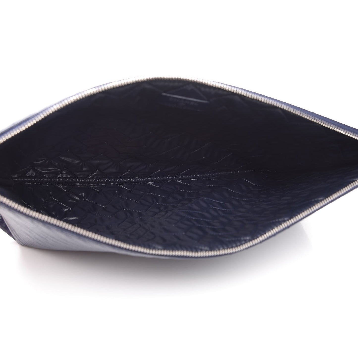 Caviar Chevron Quilted Large Cosmetic Case Navy