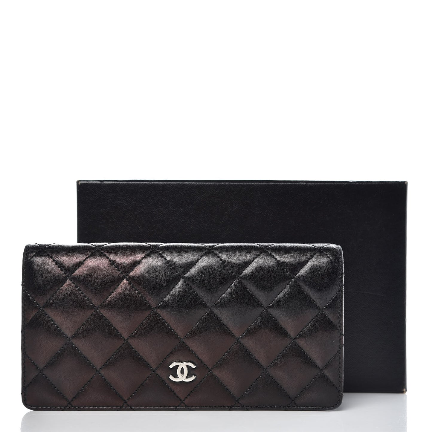 Lambskin Quilted Yen Wallet Black