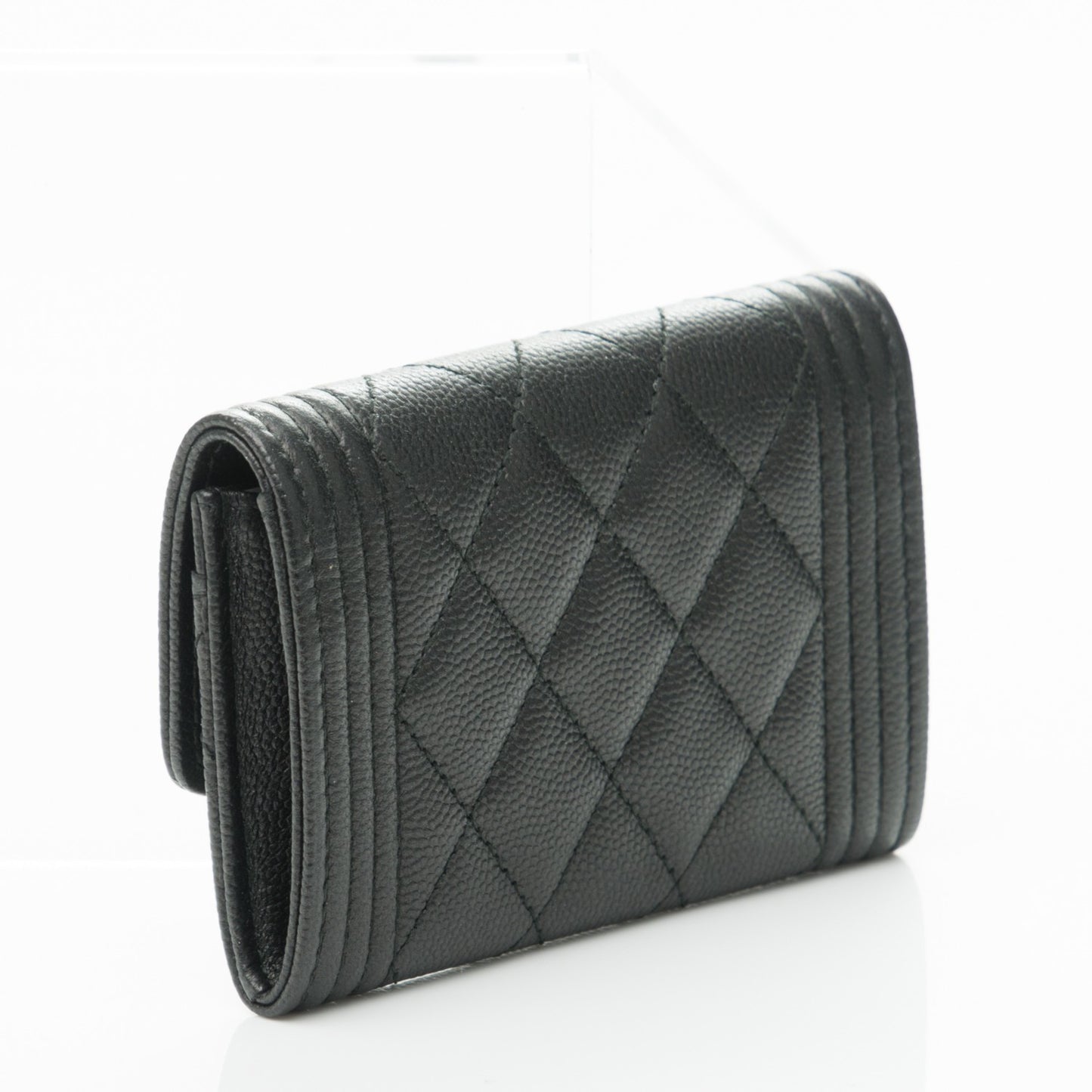 Caviar Quilted Boy Flap Card Holder So Black