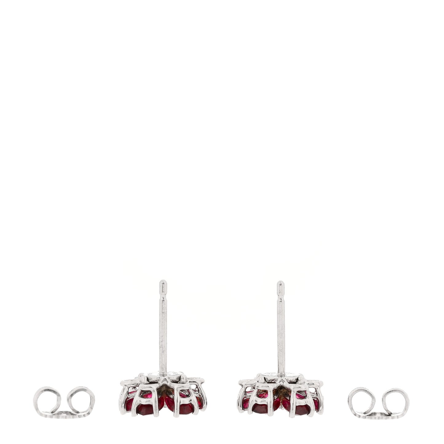 Platinum Ruby Diamond Forget Me Not Earrings