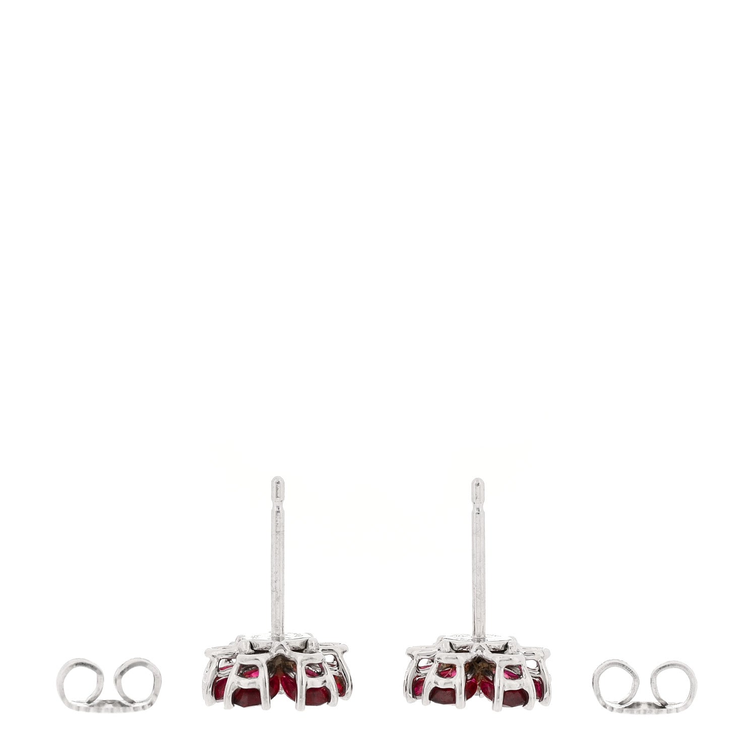 Harry Winston Platinum Ruby Diamond Forget Me Not Earrings 3 of 4