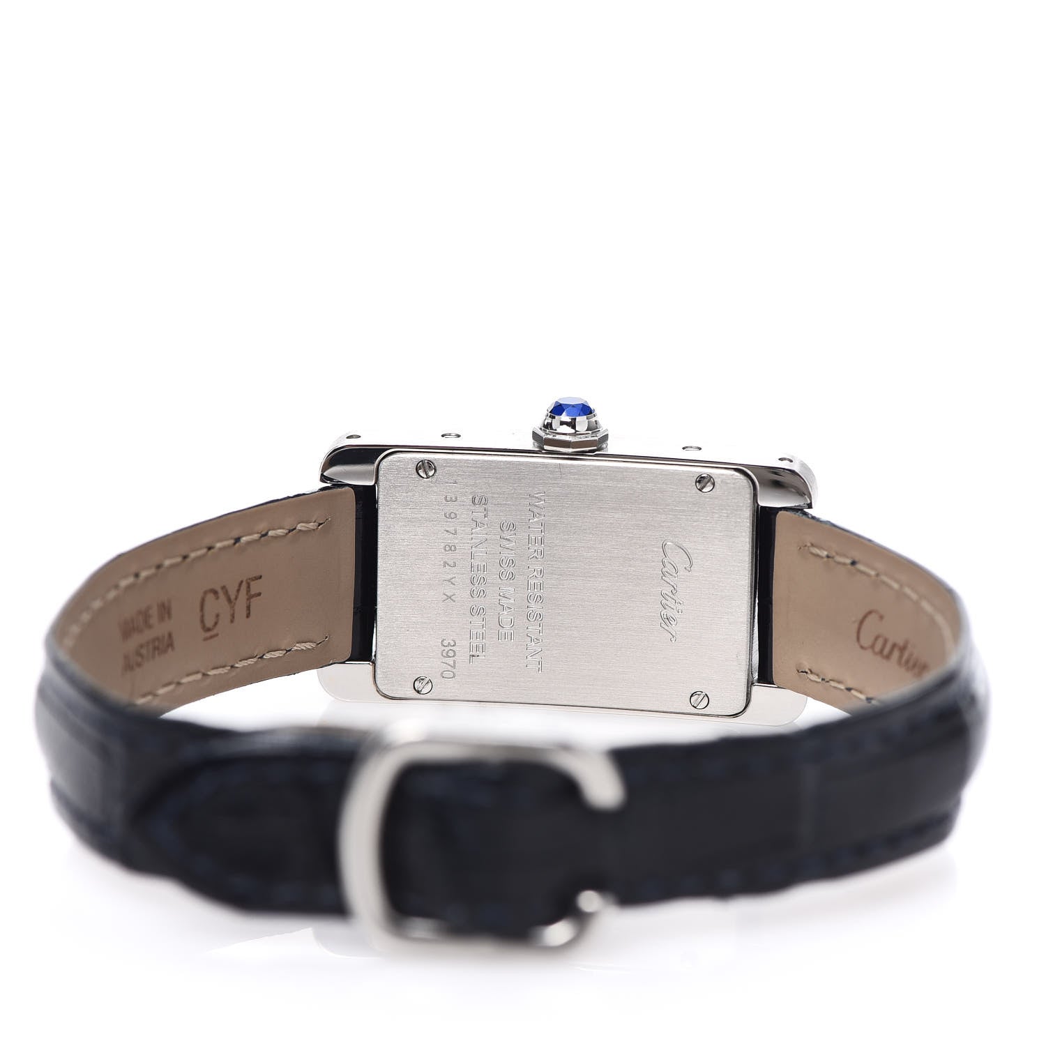 Cartier Stainless Steel Alligator 19mm Tank Americaine Quartz Watch Blue 5 of 8