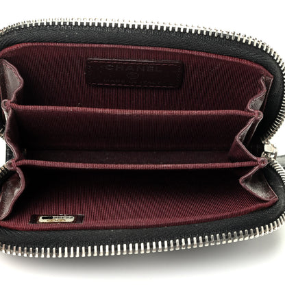 Chanel Caviar Chevron Quilted Zip Around Coin Purse Black 5 of 7
