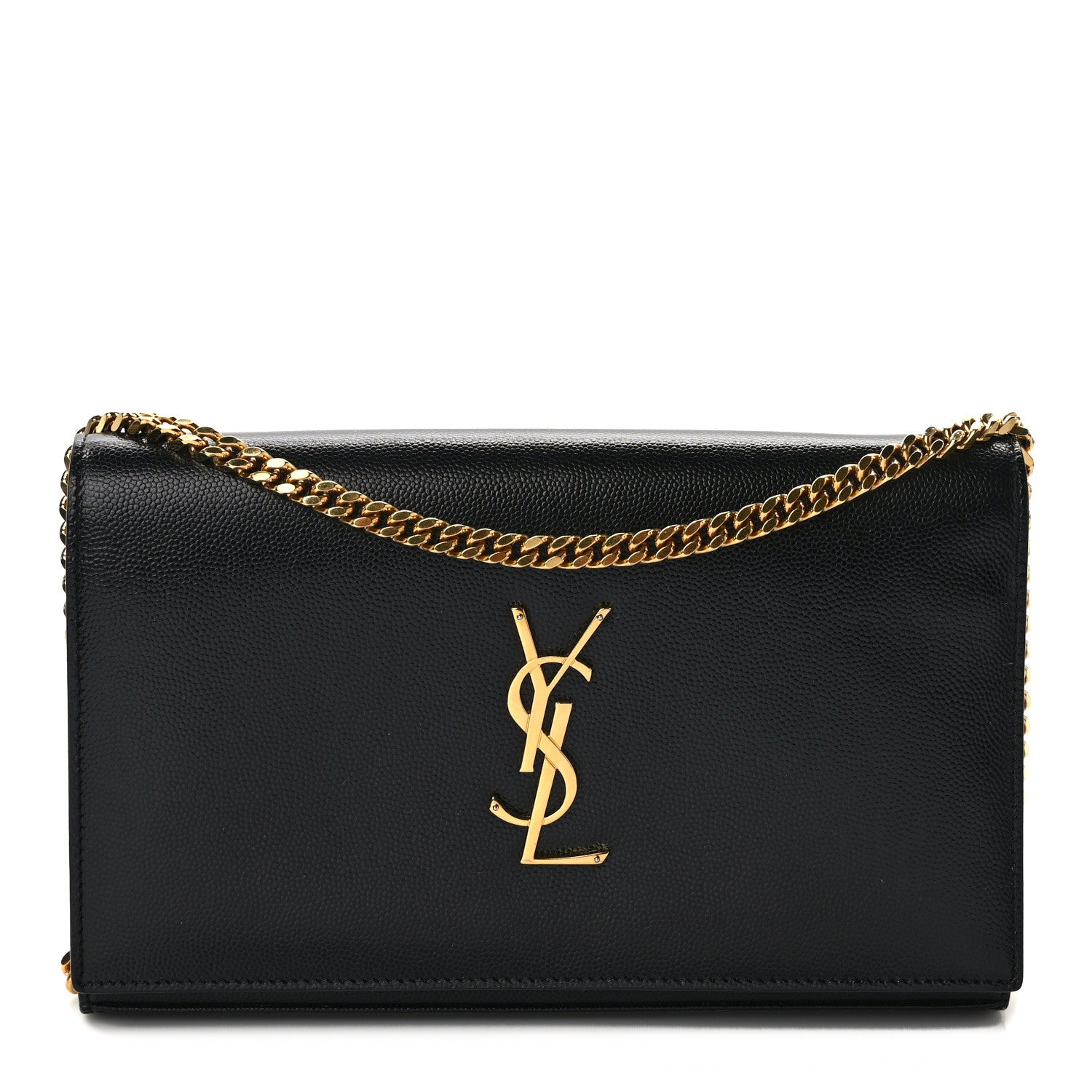 Saint Laurent Grain De Poudre Monogram Chain Wallet Black 1 of 15