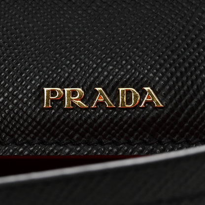Prada Saffiano Cuir Medium Double Bag Black Fuoco 6 of 10
