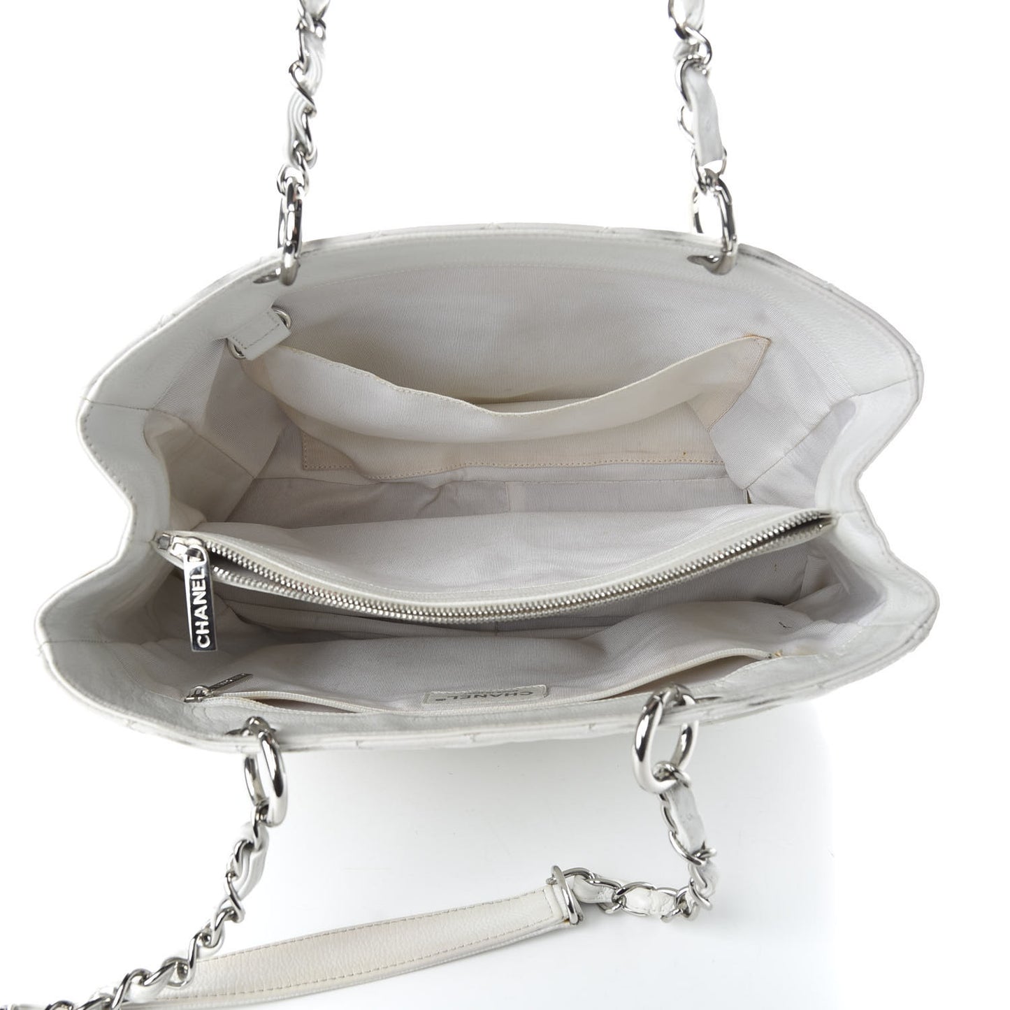 Caviar Quilted Grand Shopping Tote GST White