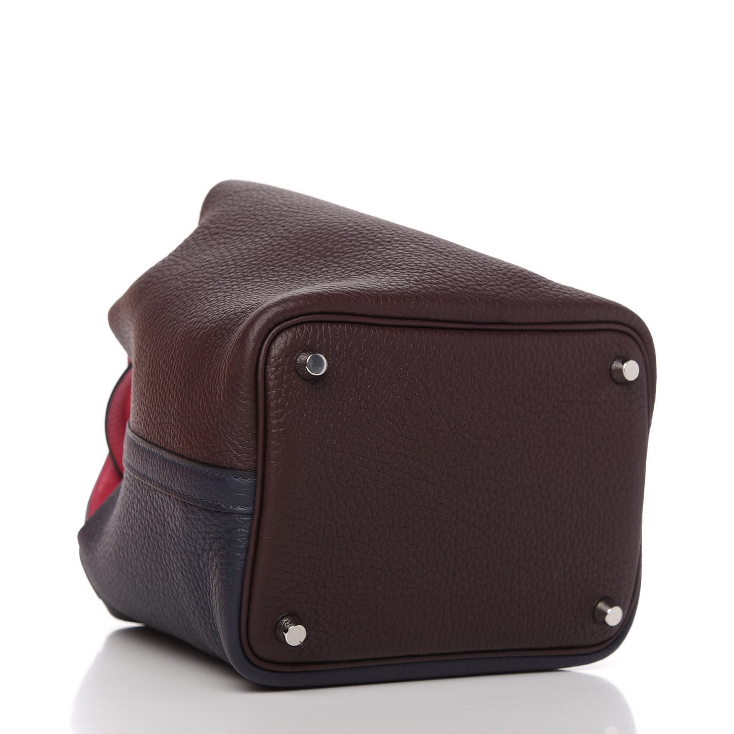 Taurillon Clemence Casaque Picotin Lock 18 PM Bleu Nuit Rouge Sellier Framboise