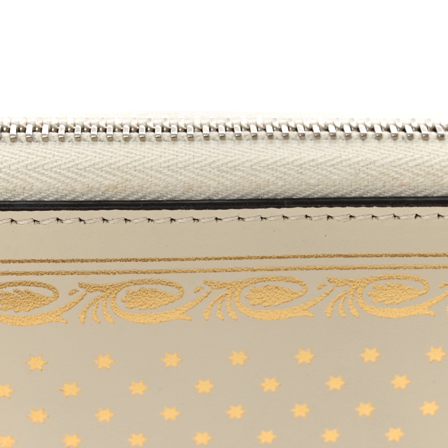Gucci X SEGA Calfskin GUCCY Stars Zip Around Wallet Mystic White Gold 10 of 13