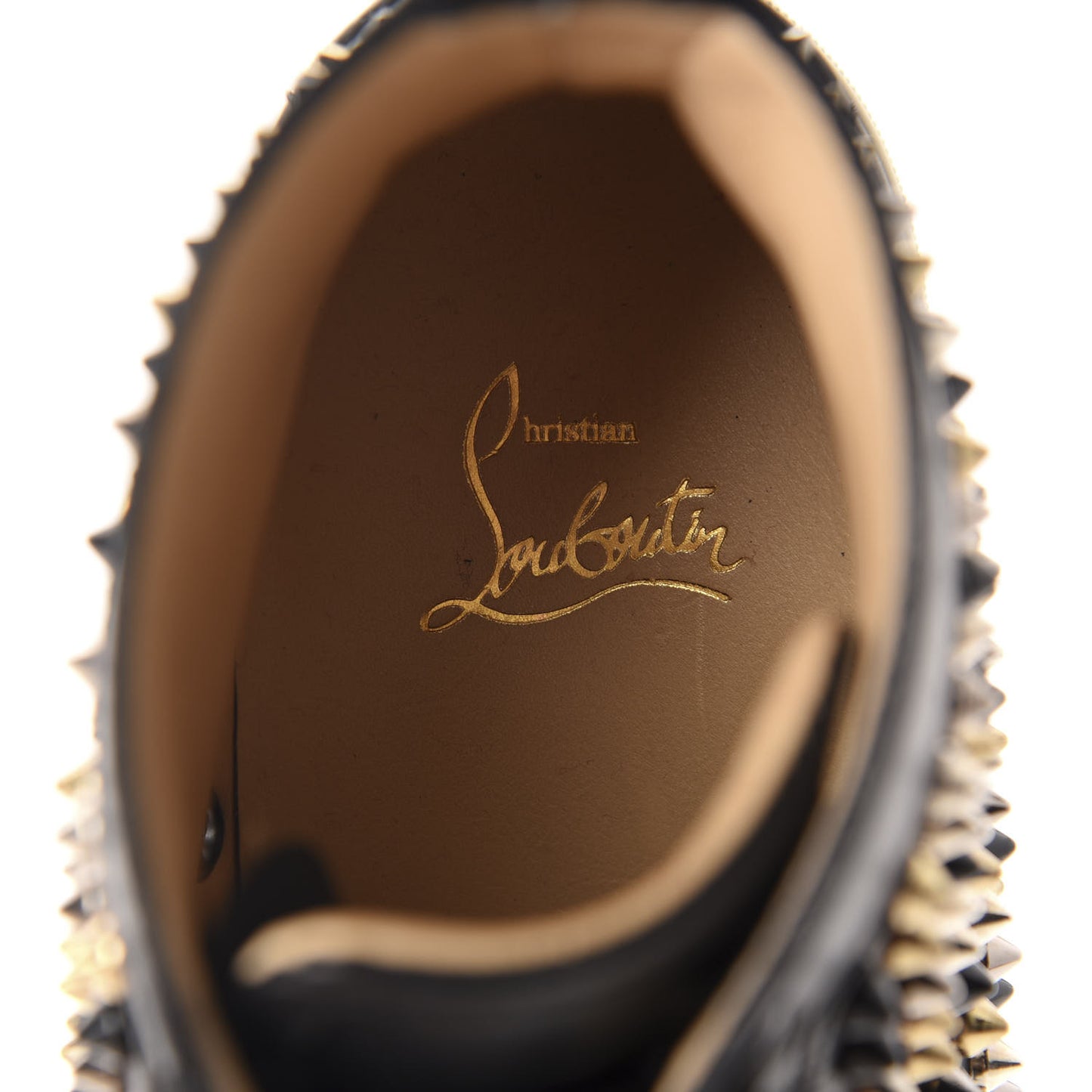 Calfskin Womens Louis Spikes Flat Sneakers 37 Black Multi