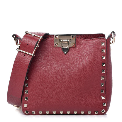 Valentino Garavani Pebbled Calfskin Mini Rockstud Flip-Lock Messenger Bag Rubino 1 of 10
