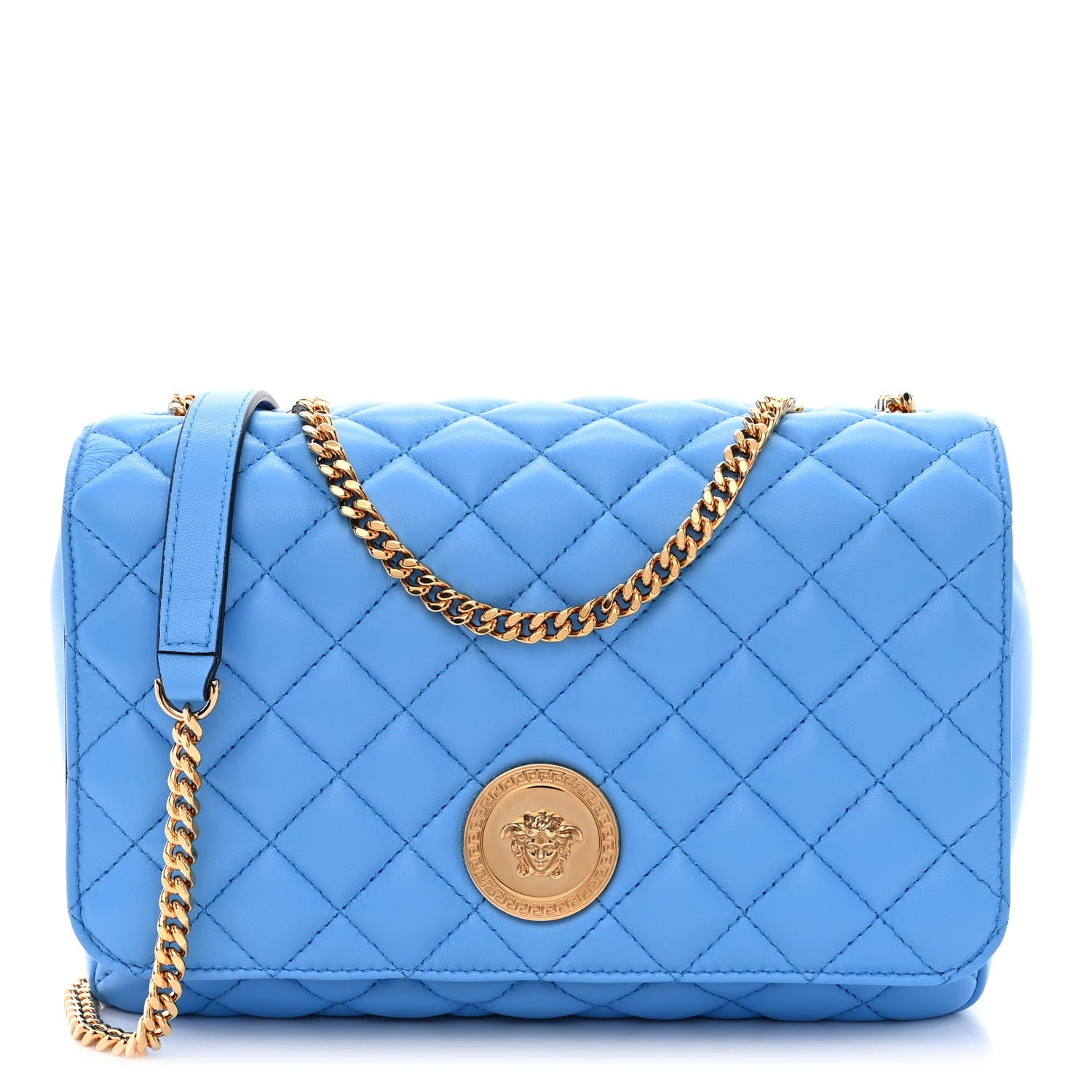 Versace Nappa Quilted Medusa Chain Crossbody Blue 1 of 9