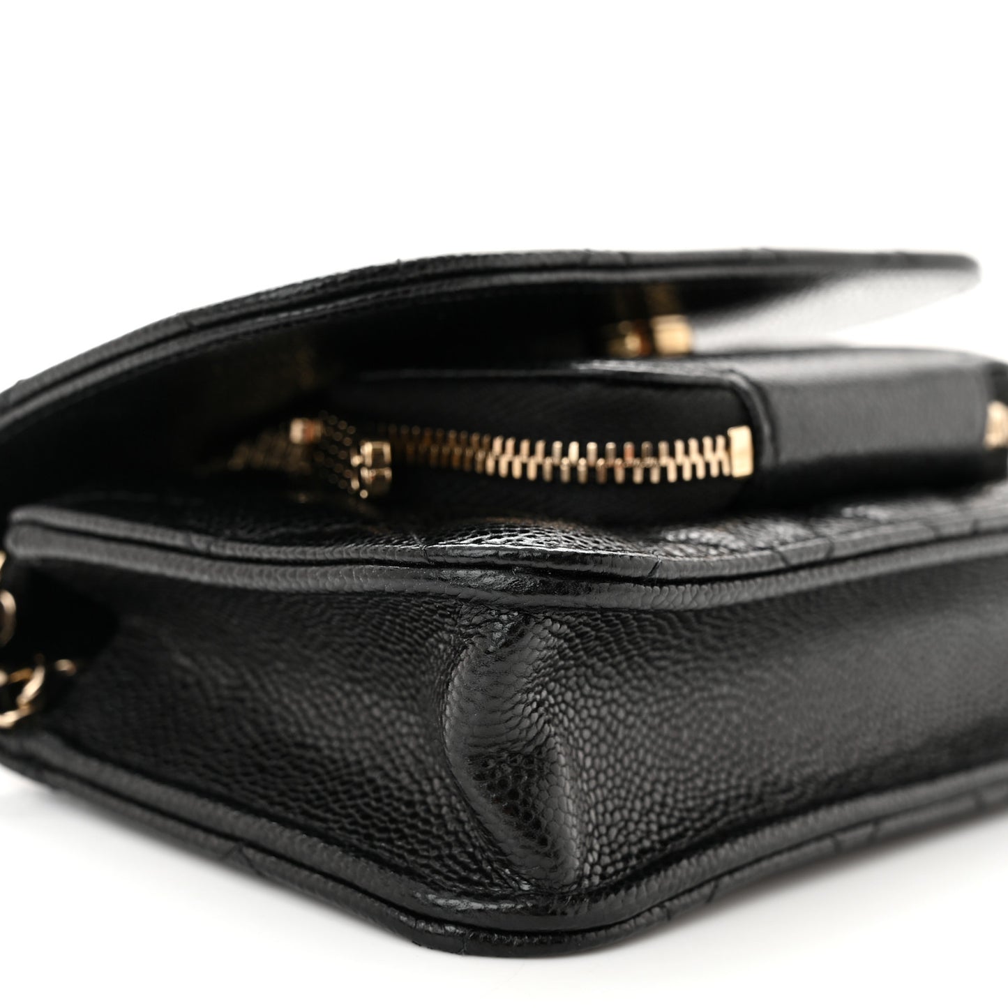 Caviar Quilted Business Affinity Clutch With Chain Black