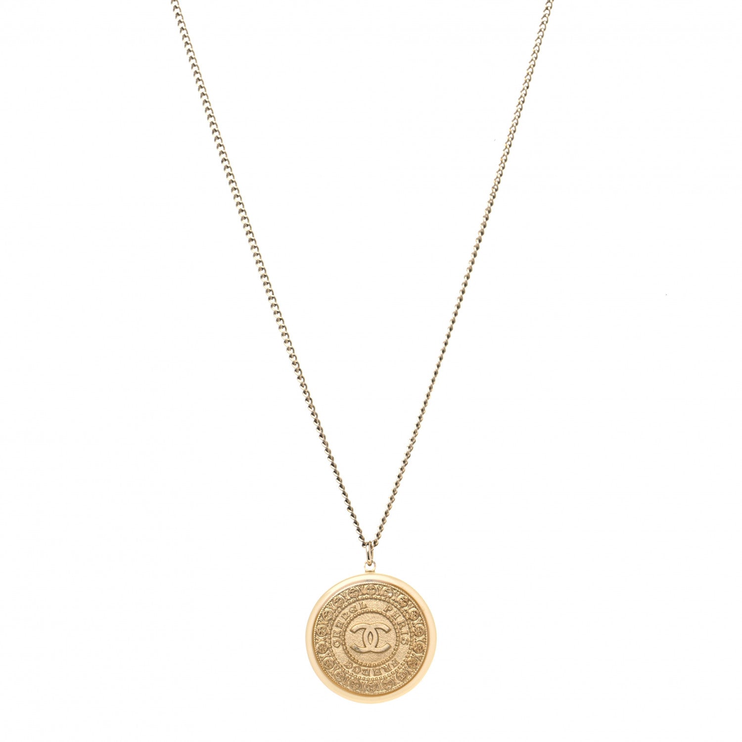 Chanel Medallion Chain Necklace Gold 1 of 4