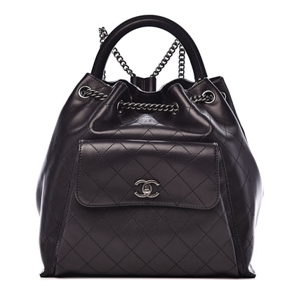 Chanel Calfskin Stitched Large Urban Luxury Drawstring Backpack Black 1 of 11